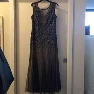 Adrianna Papell MOB Grey Sequin Beaded Dress